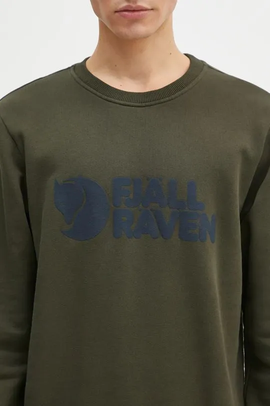 Fjallraven cotton sweatshirt Logo Sweater men's green color F84142