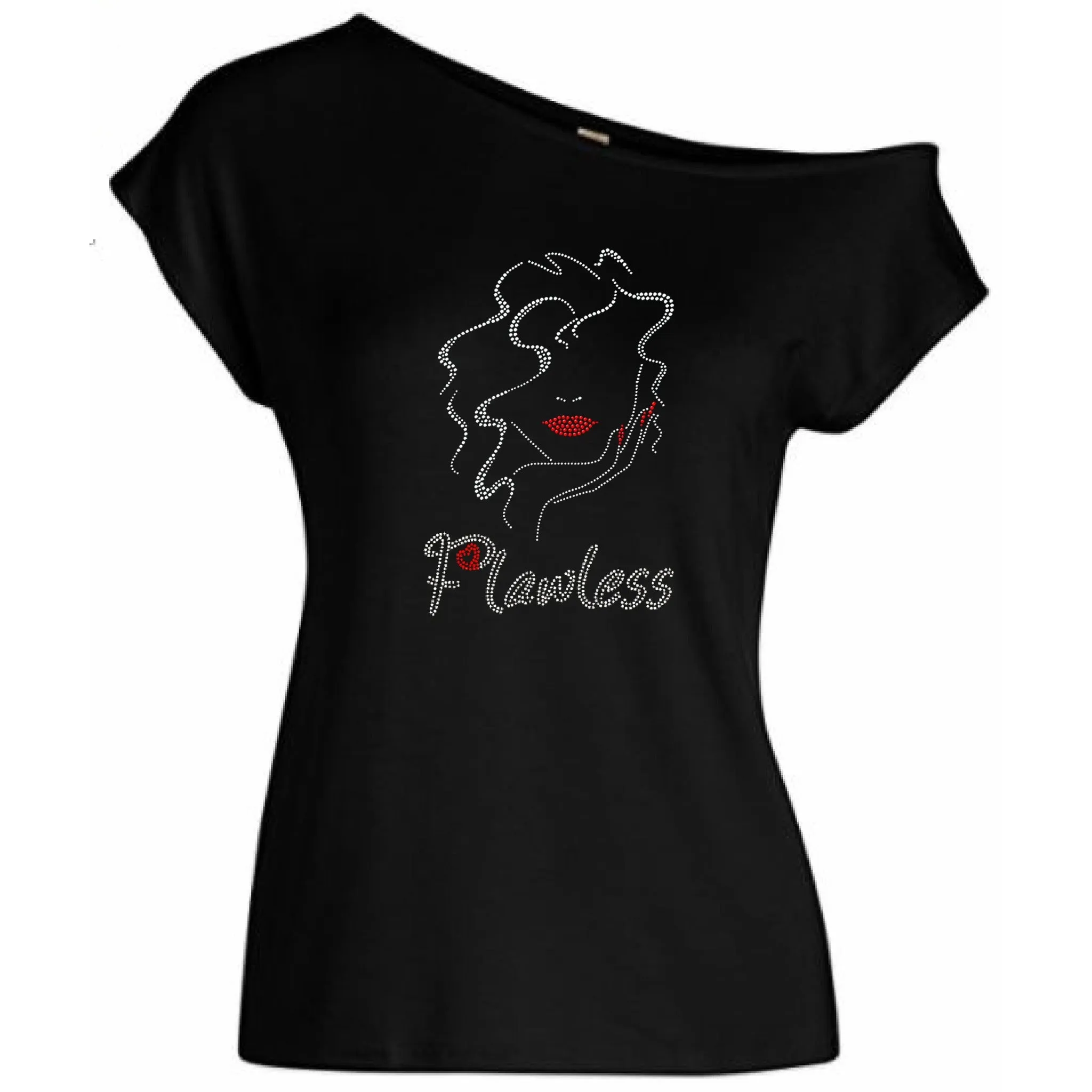 Flawless Self Expression Rhinestone Off The Shoulder Tee