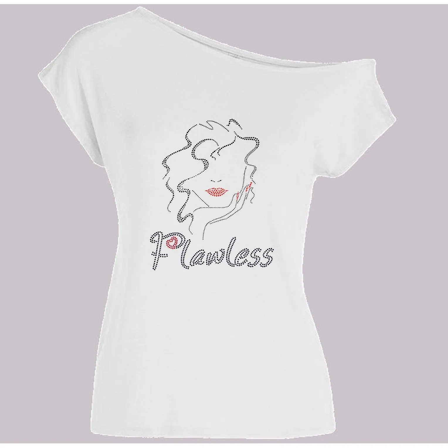 Flawless Self Expression Rhinestone Off The Shoulder Tee