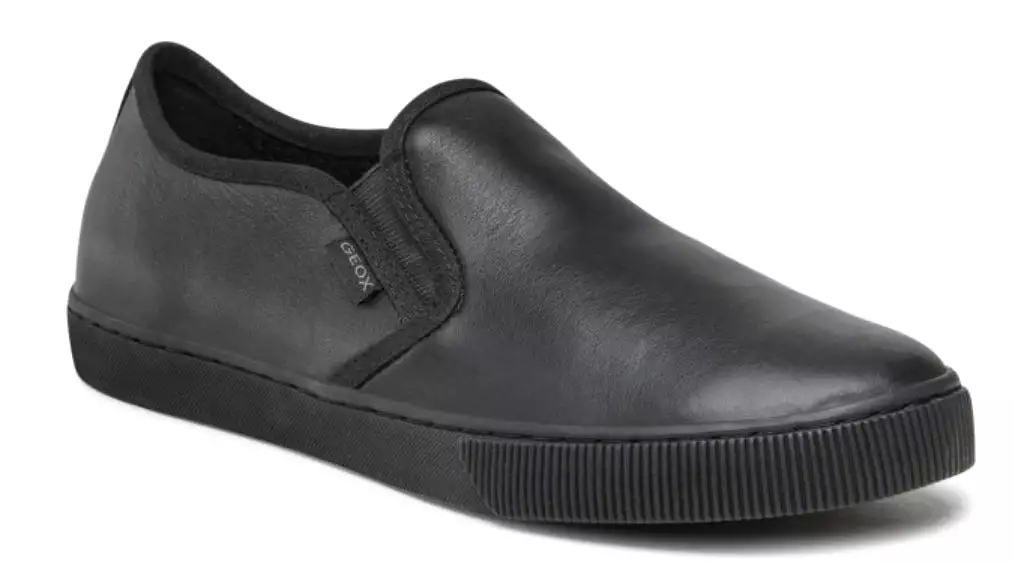 Geox Kilwi Black Leather Slip on Sneaker Shoe