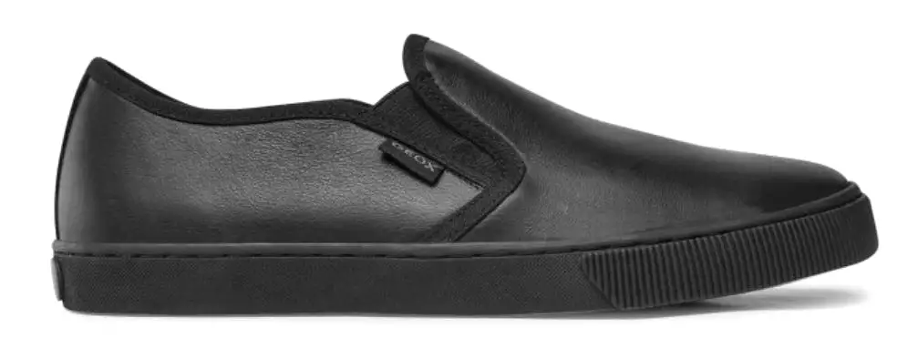 Geox Kilwi Black Leather Slip on Sneaker Shoe