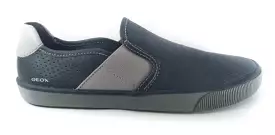 Geox Kilwi Navy Grey Leather Slip on Sneaker Shoe