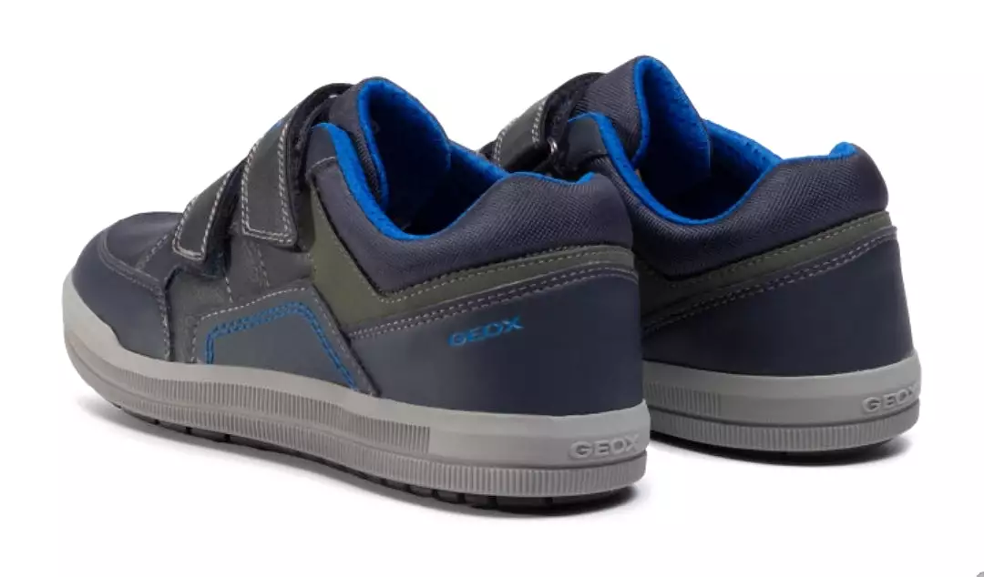 Geox Poseido Navy Grey Leather Sneaker School Shoe