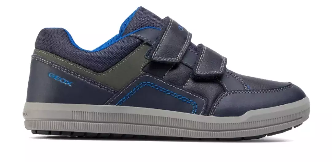 Geox Poseido Navy Grey Leather Sneaker School Shoe