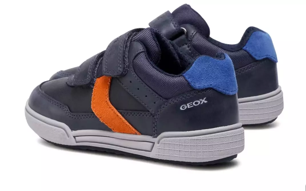 Geox Poseido Navy Orange Leather Sneaker School Shoe