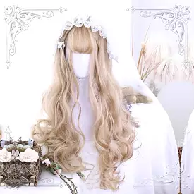 Harajuku Lolita blonde brown long curly wig BY5012