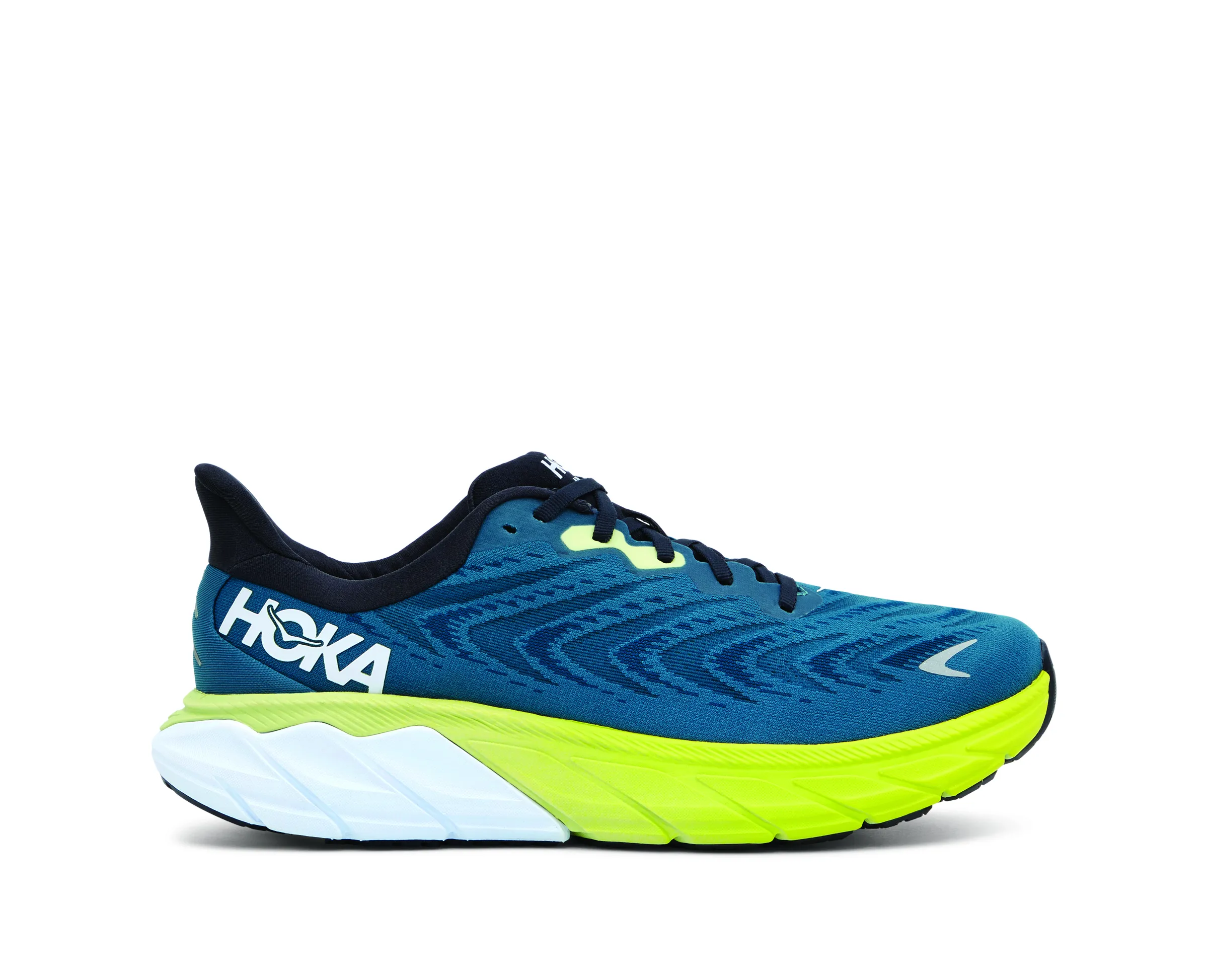 Hoka Mens Arahi 6 Lightweight Support Sneaker- Blue Graphite/Blue Coral