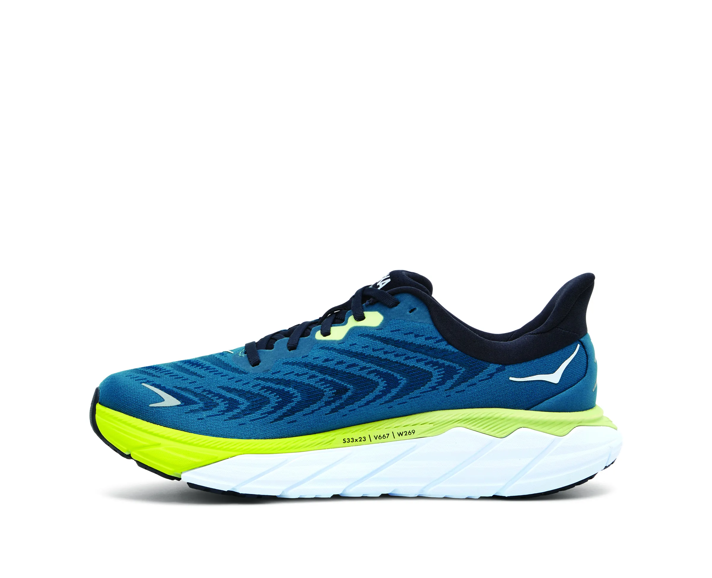 Hoka Mens Arahi 6 Lightweight Support Sneaker- Blue Graphite/Blue Coral