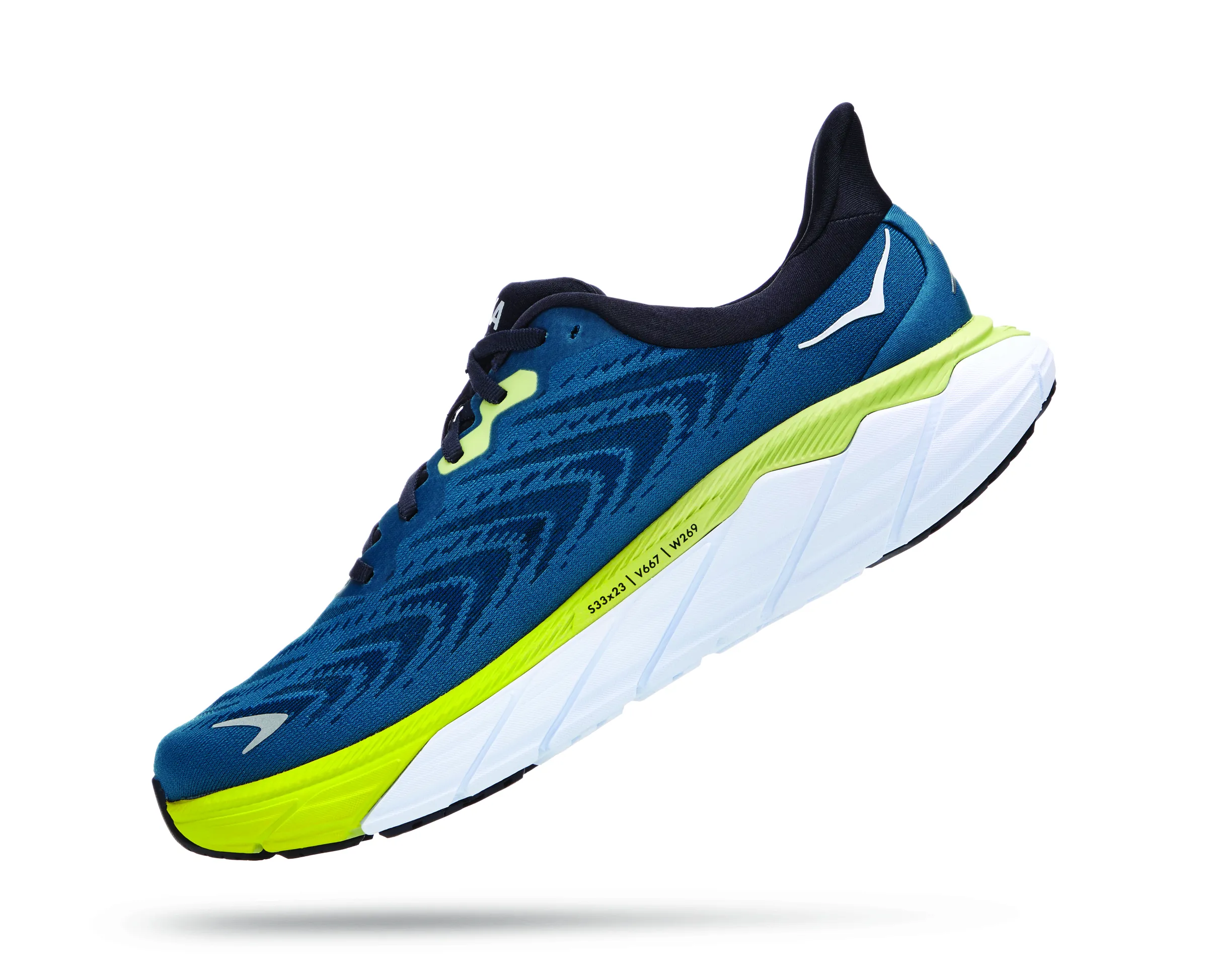 Hoka Mens Arahi 6 Lightweight Support Sneaker- Blue Graphite/Blue Coral