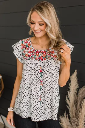 In Good Spirits Spotted Blouse- Ivory