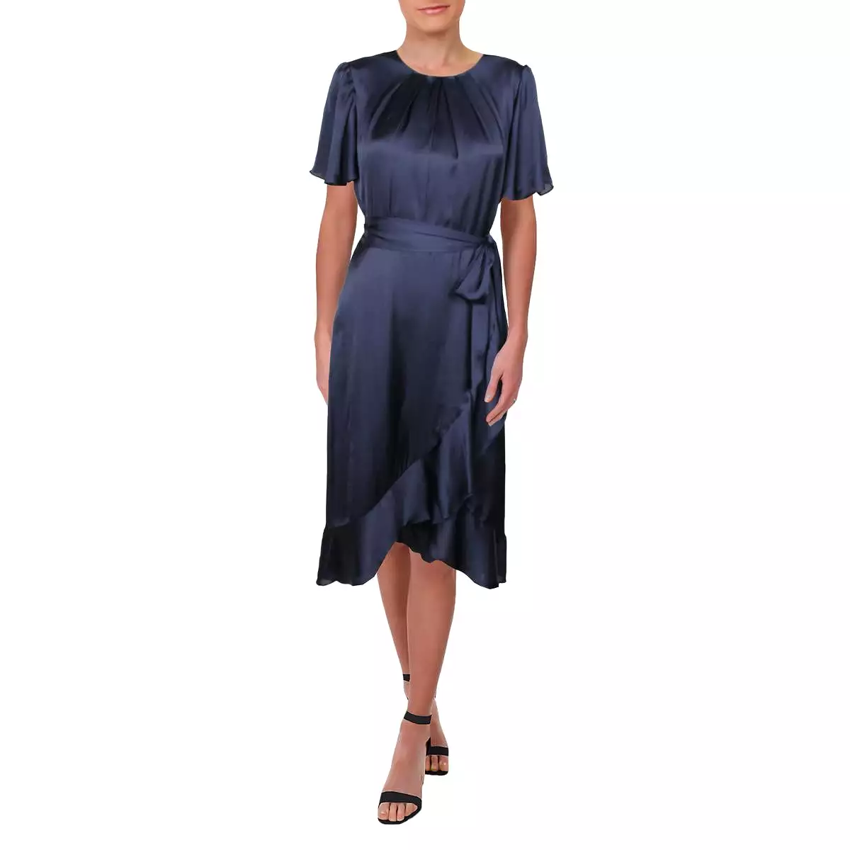 Jessica Howard Womens Satin Midi Cocktail and Party Dress