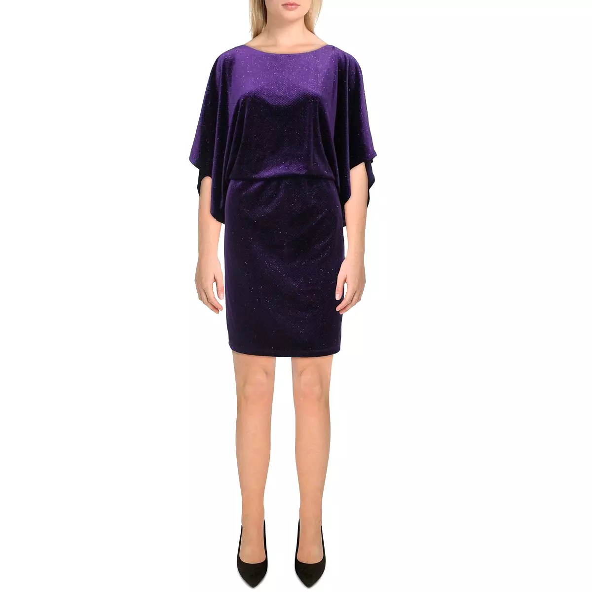 Jessica Howard Womens Velvet Dolman Cocktail and Party Dress