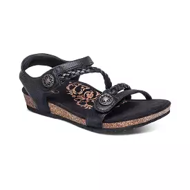 Jillian Women's Braided Quarter Strap Sandal - Black