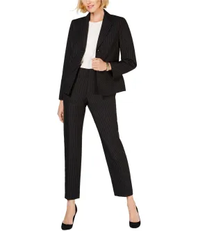 Le Suit Womens Pinstripe Two Button Blazer Jacket