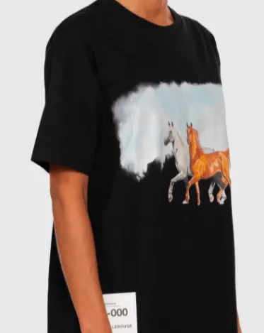 LEANDRE LEROUGE - T-shirt noir imprimé WILD HORSES