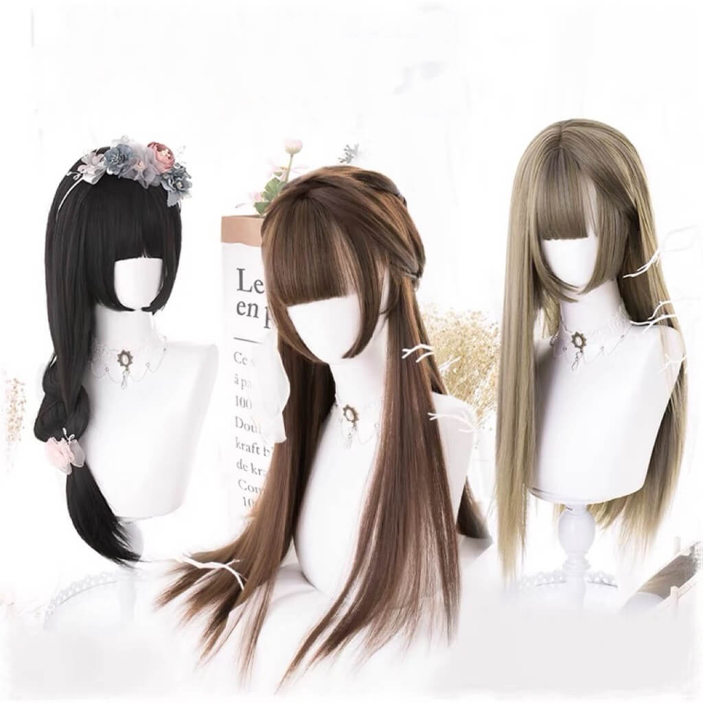 Lolita daily hime cut long straight wig BY6091