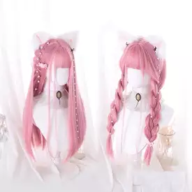 Lolita pastel pink jk cos long straight wig BY7011