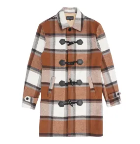 M4045 Renzo Wool Plaid Coat - Natural