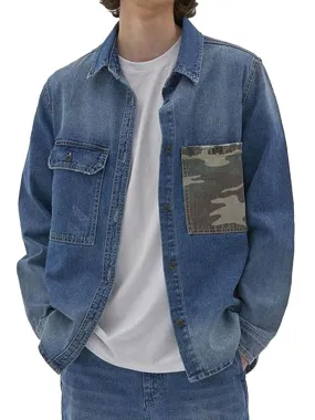 Men's Double Pocket Single Breasted Denim Shirt Jacket