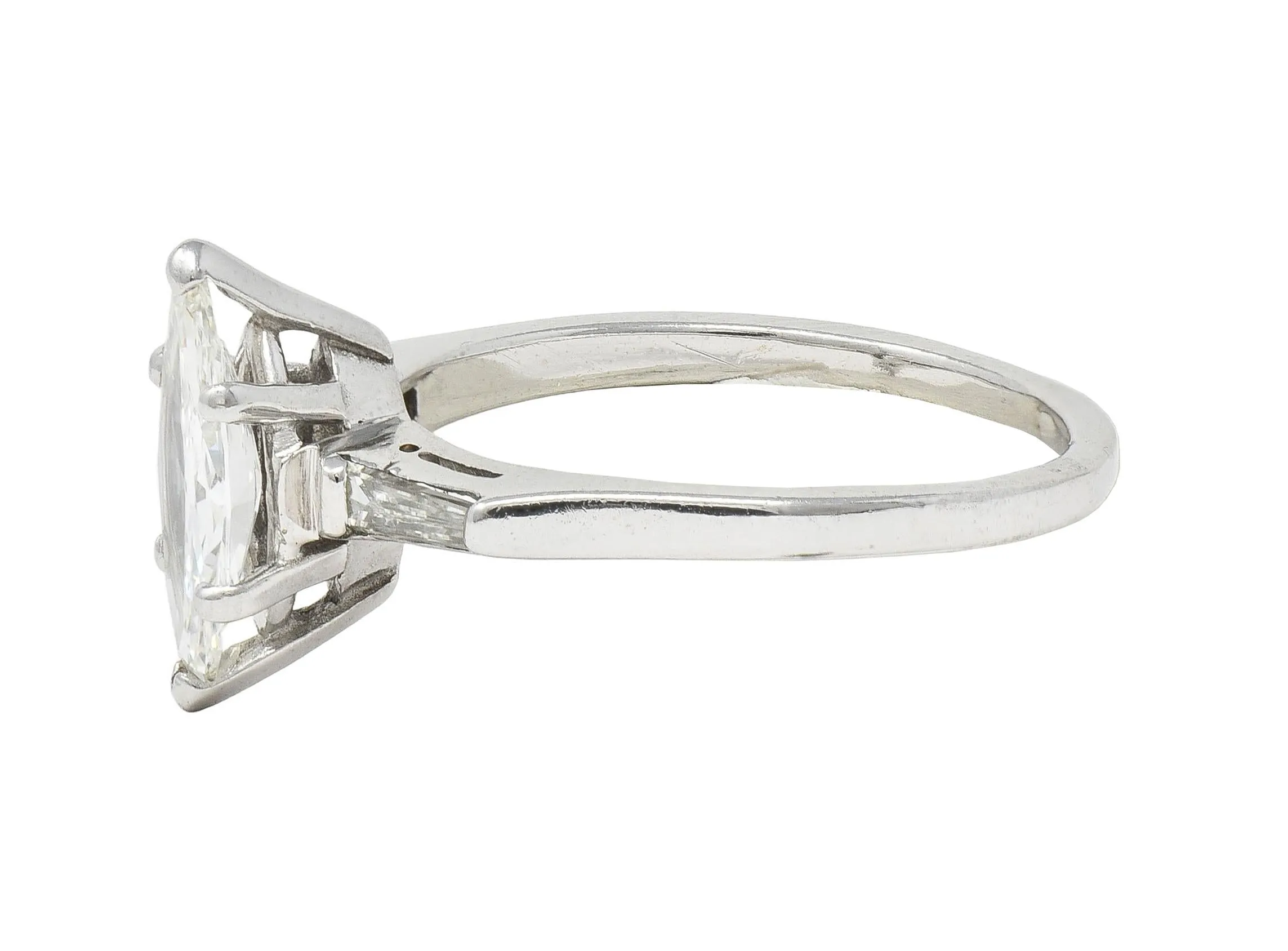 Mid-Century 1.00 CTW Marquise Cut Diamond 14 Karat White Gold Vintage Engagement Ring