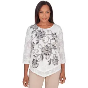 Neutral Territory Scroll Floral Jacquard Tee