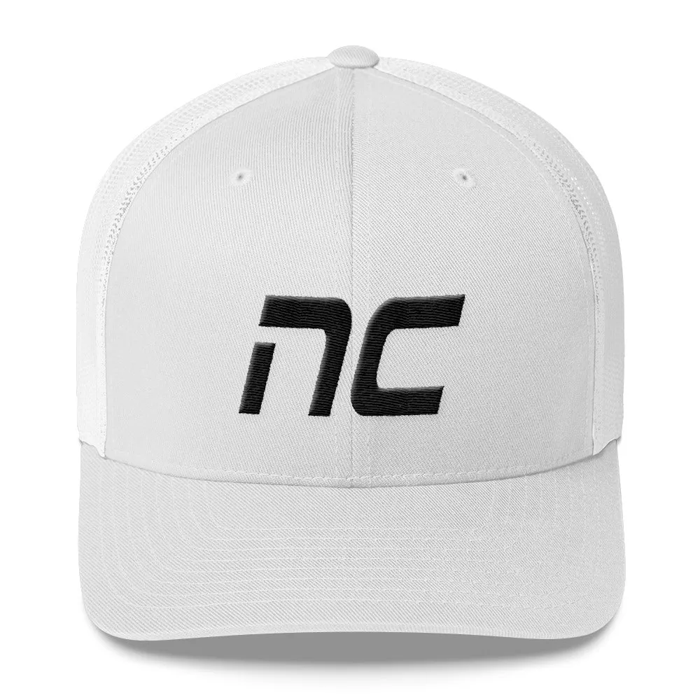 North Carolina - Mesh Back Trucker Cap - Black Embroidery - NC - Many Hat Color Options Available