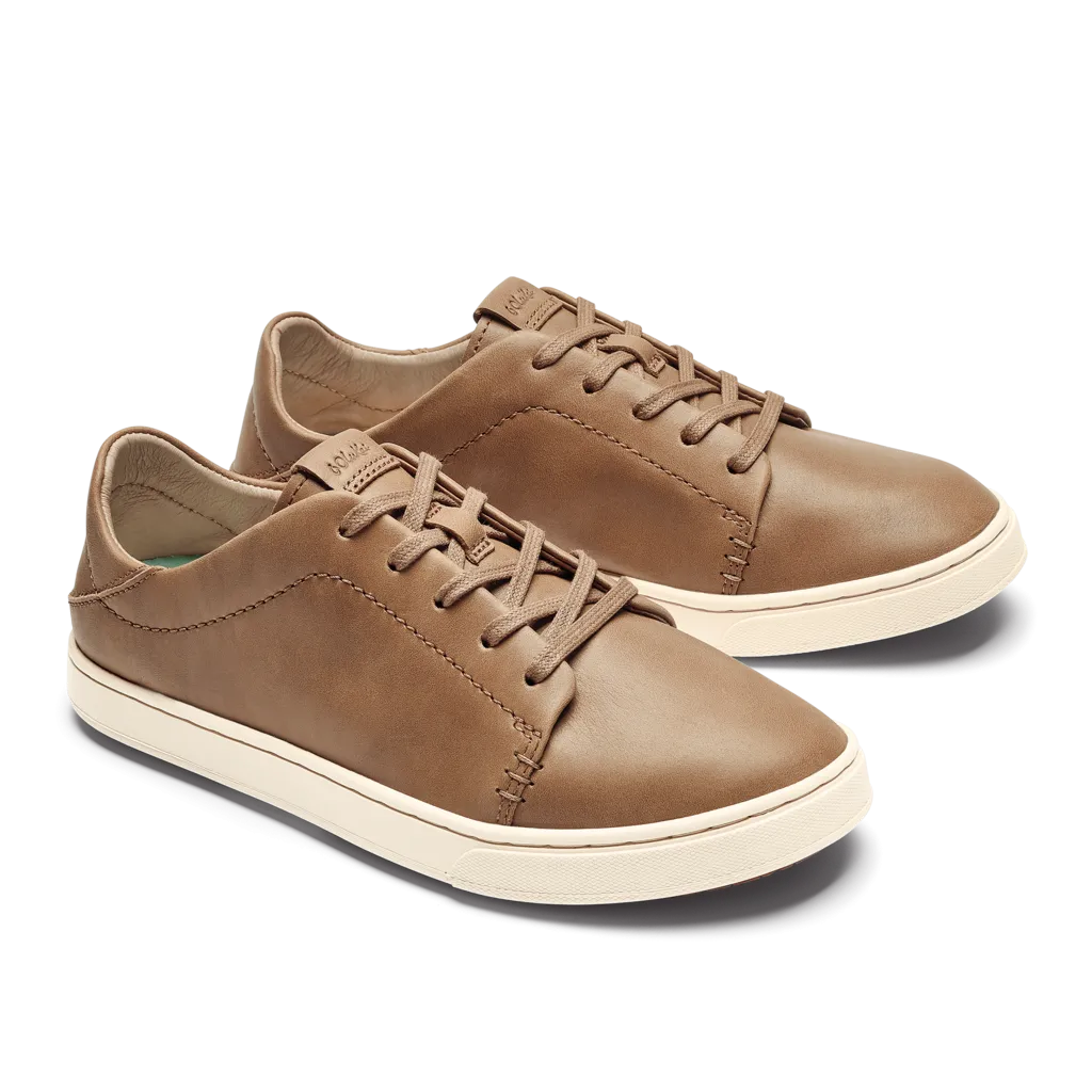 Olukai Womens Pehuea Lī ‘Ili Leather Sneaker- Tan Leather