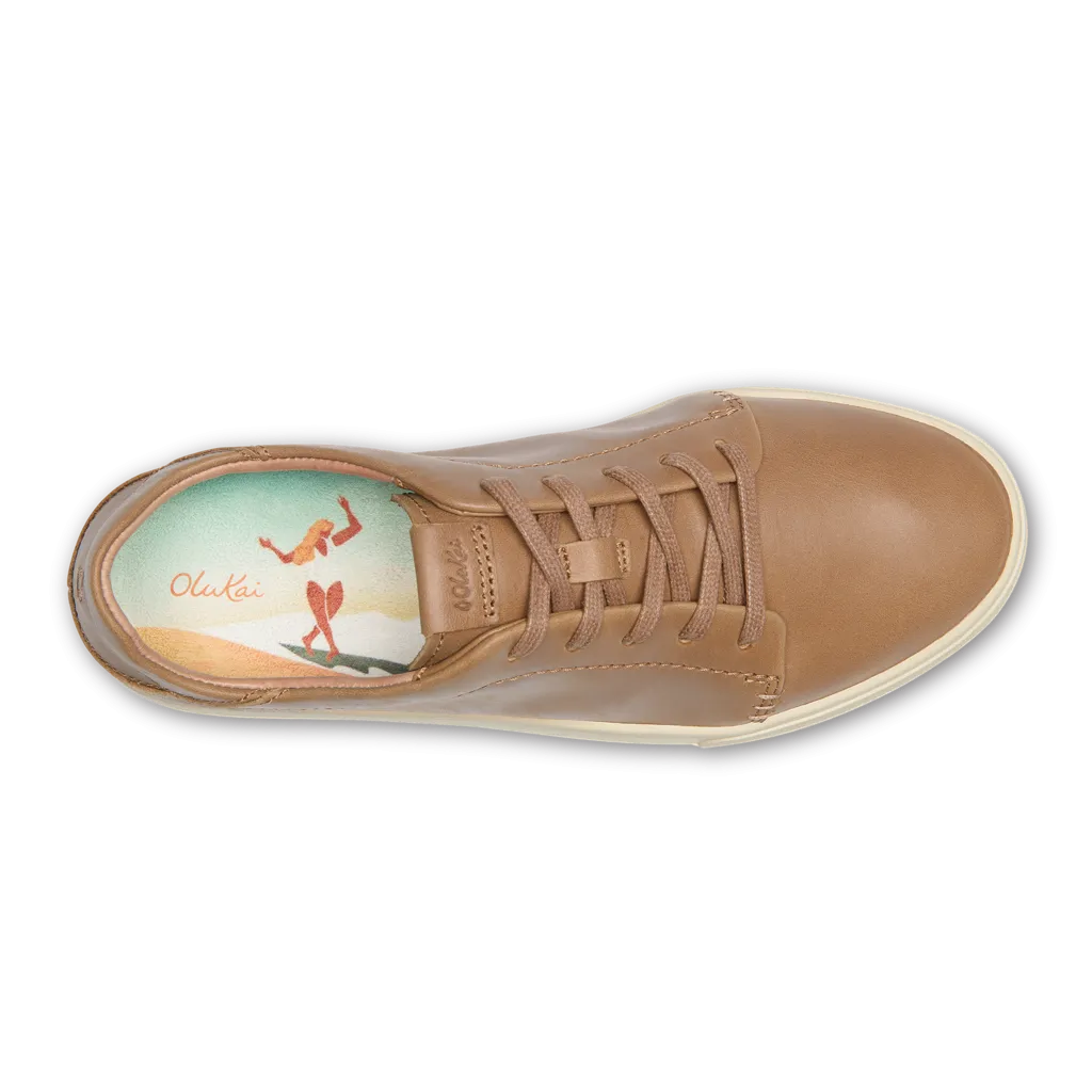 Olukai Womens Pehuea Lī ‘Ili Leather Sneaker- Tan Leather