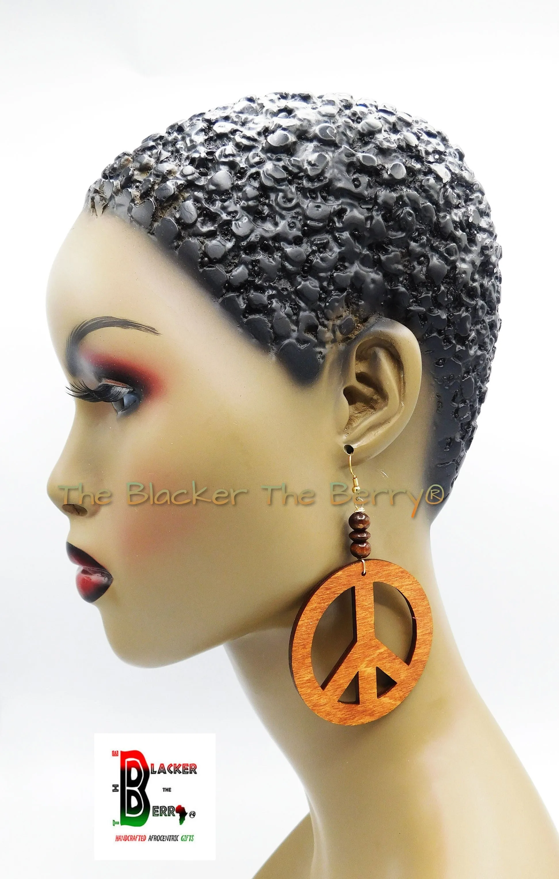 Peace Earrings Wooden Jewelry Handmade Women