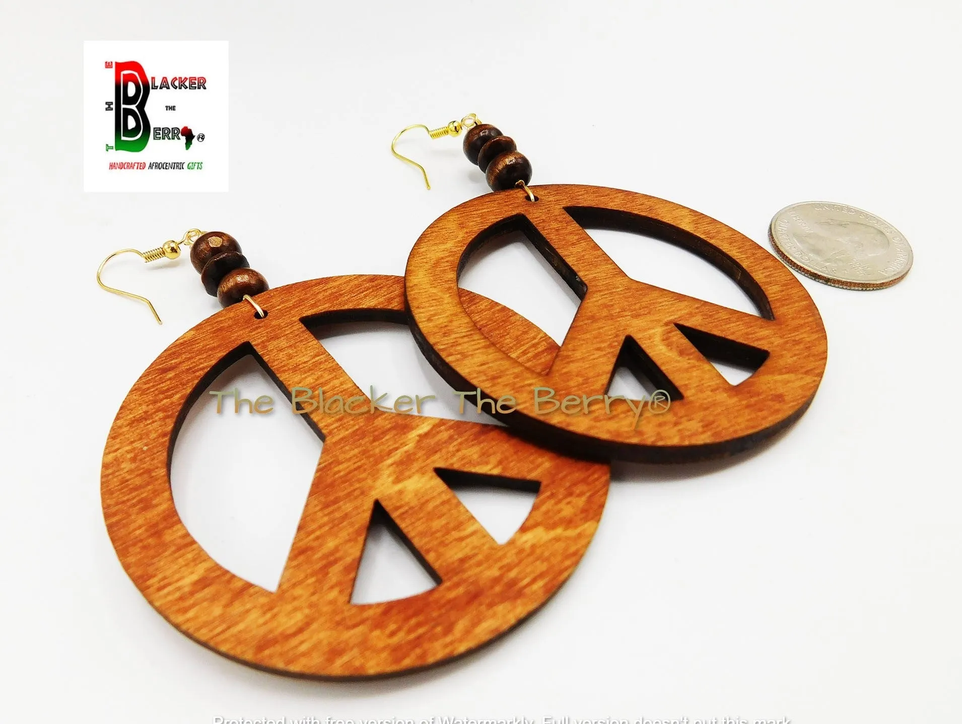 Peace Earrings Wooden Jewelry Handmade Women