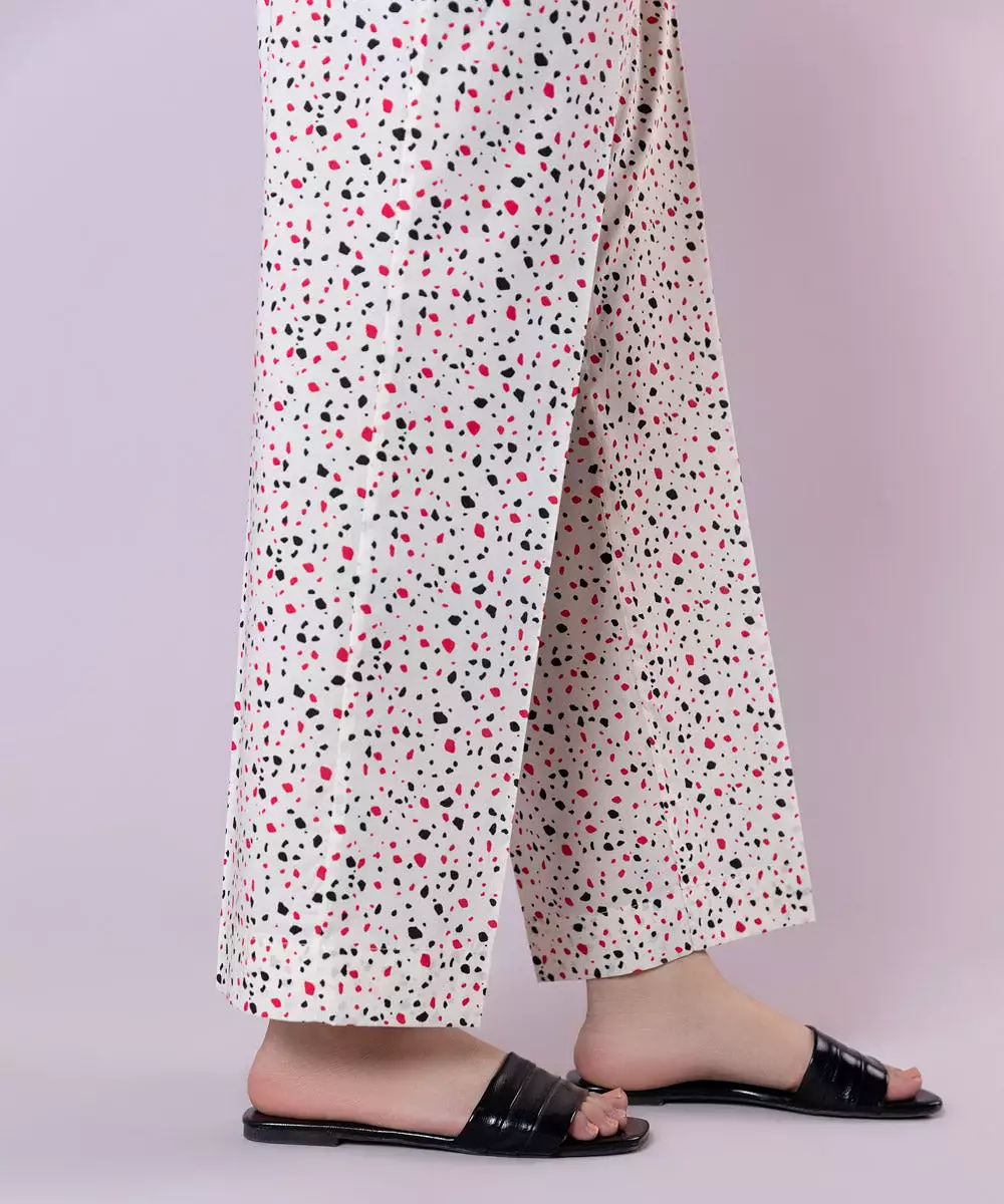 Printed Cotton Straight Pants