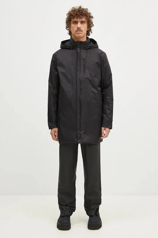 Rains jacket Padded Nylon Coat black color