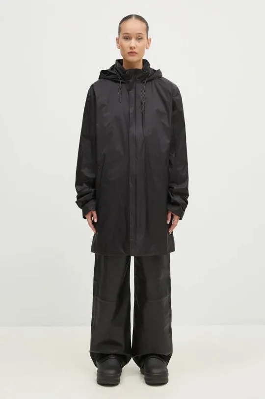 Rains jacket Padded Nylon Coat black color