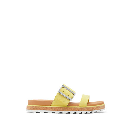 Roaming Buckle Women's Leather Slide Sandal - Sunnyside Yellow