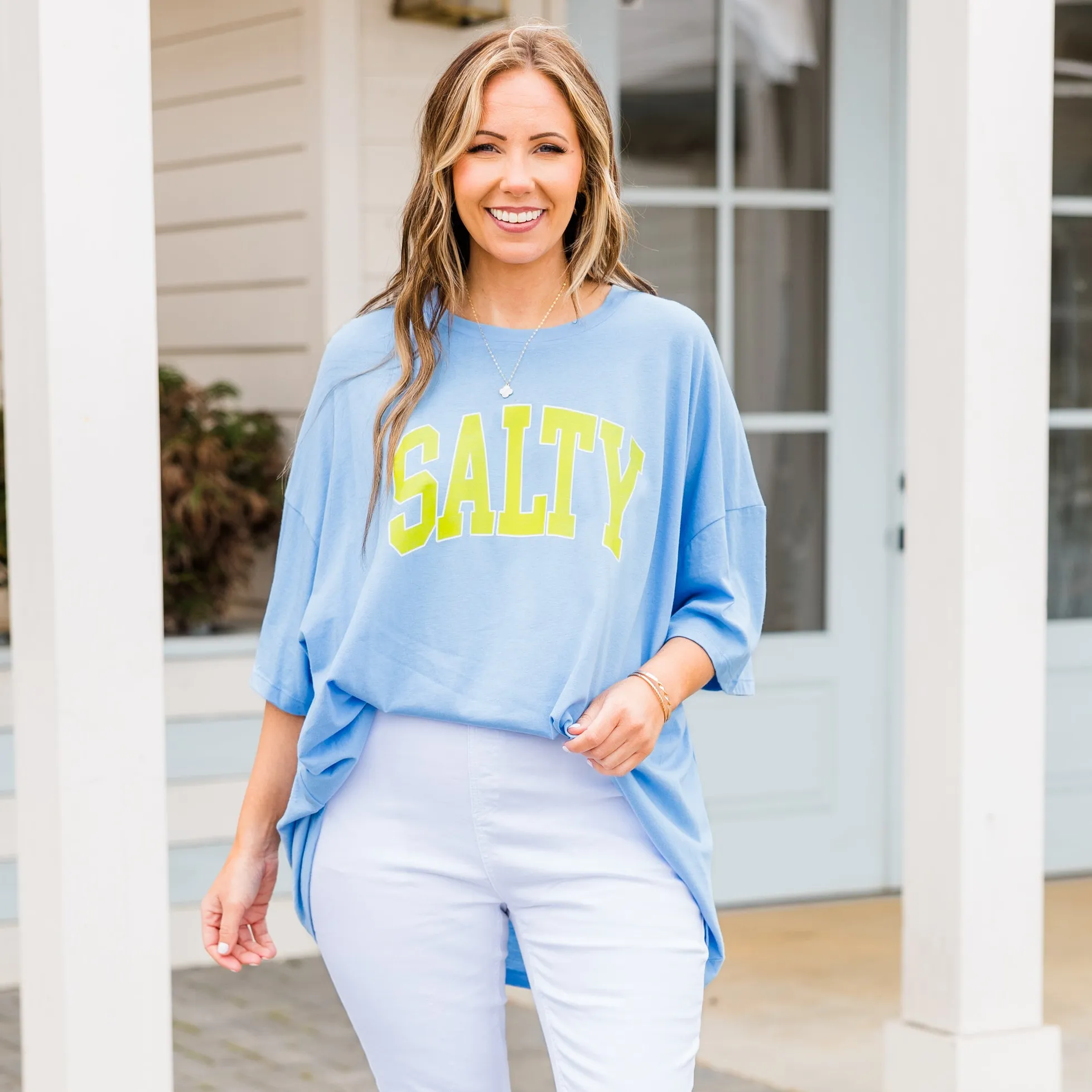 Salty Days Boyfriend Tee, Spring Blue