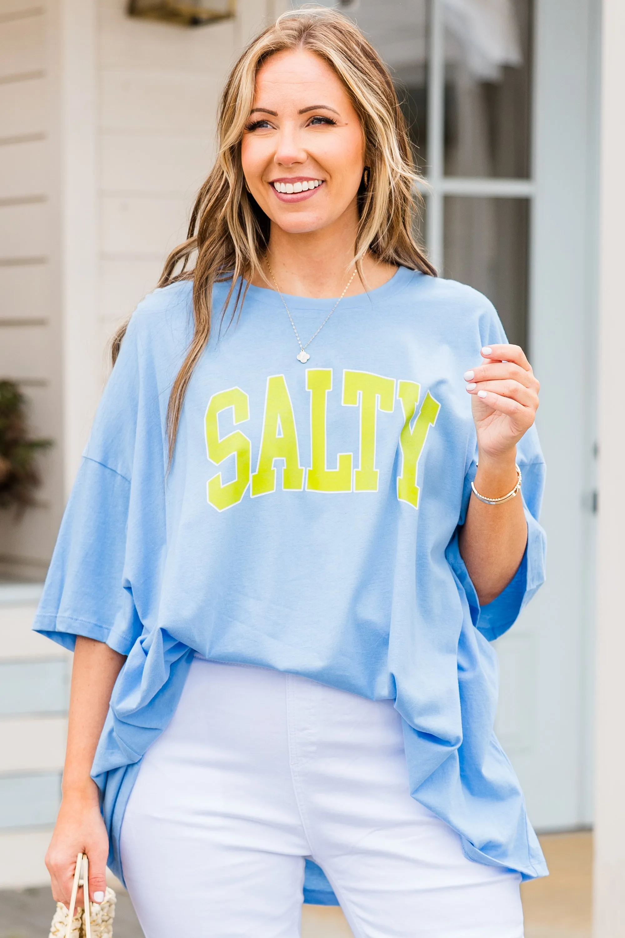 Salty Days Boyfriend Tee, Spring Blue