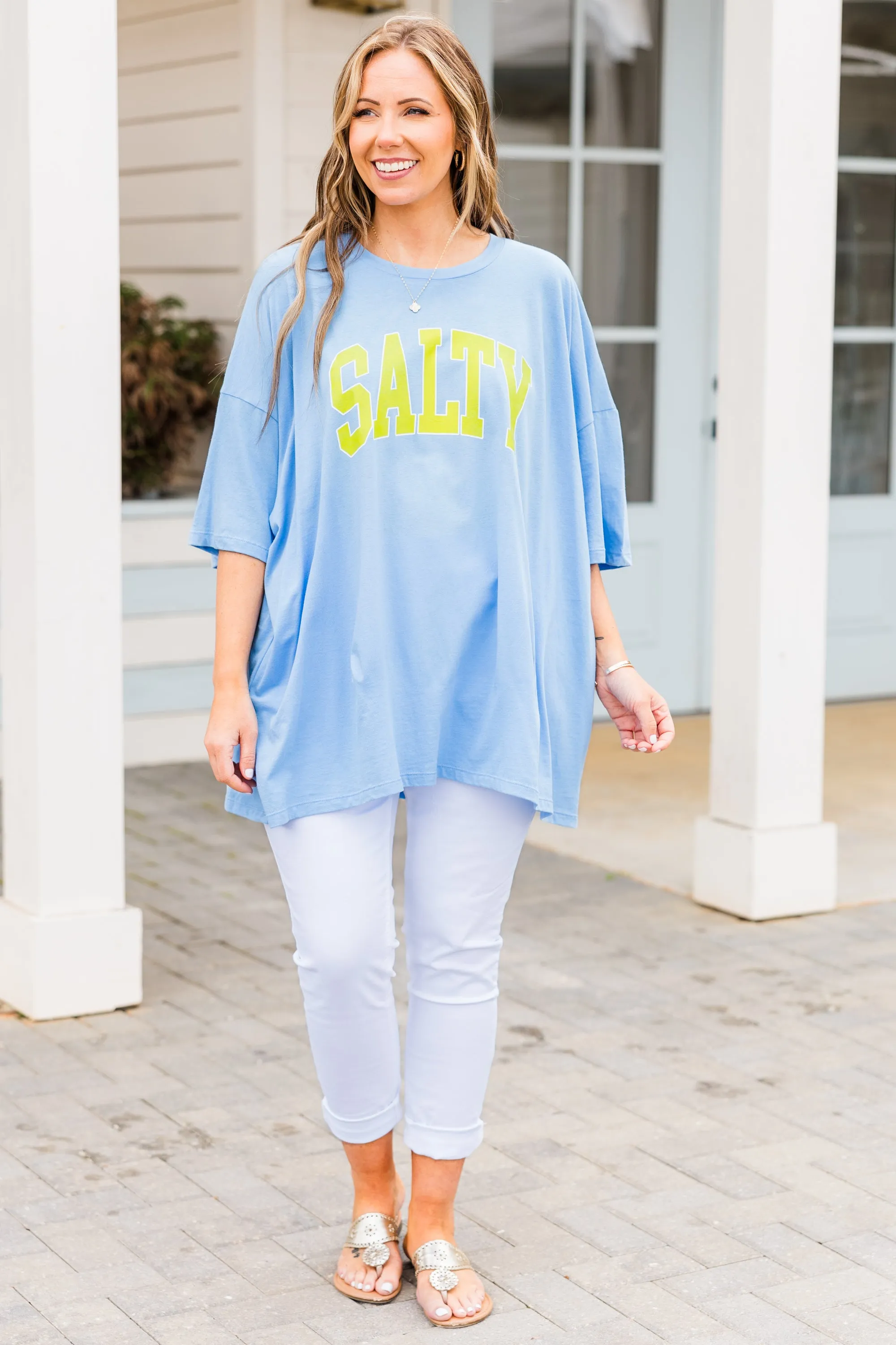 Salty Days Boyfriend Tee, Spring Blue