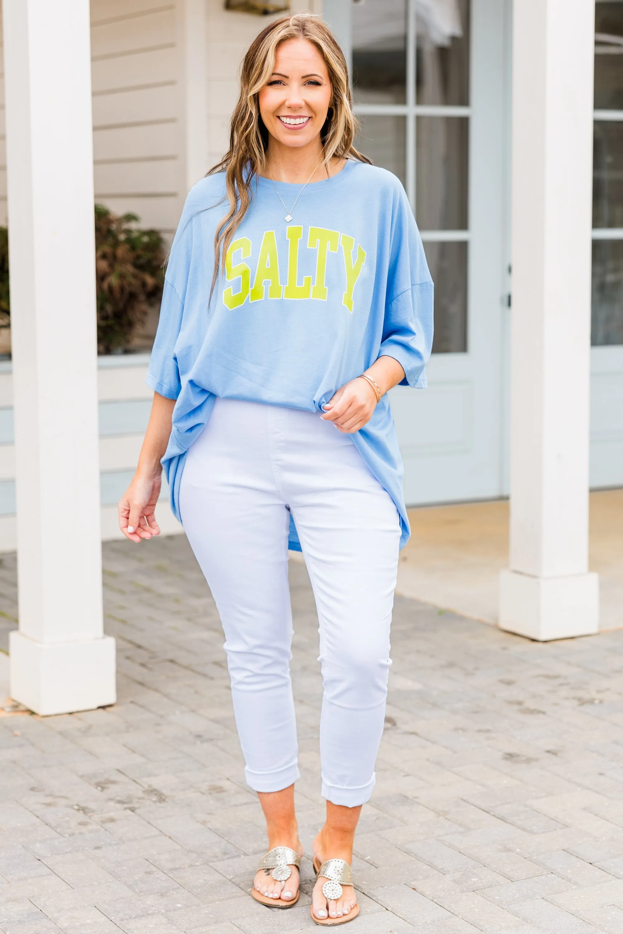 Salty Days Boyfriend Tee, Spring Blue