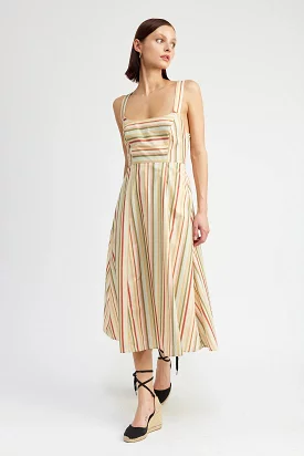 Striped Smocked Midi Dress