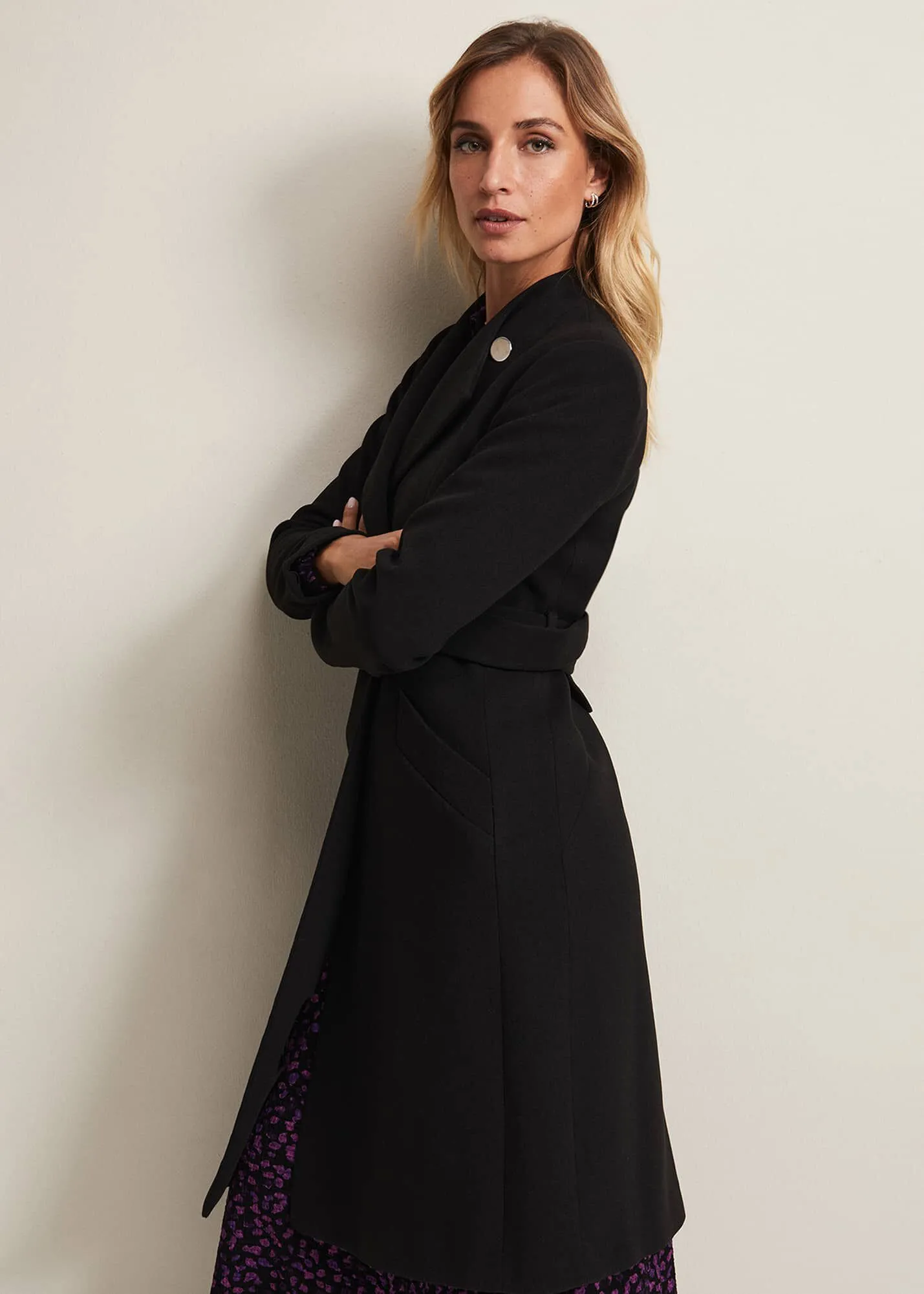 Susie Collarless Wrap Coat