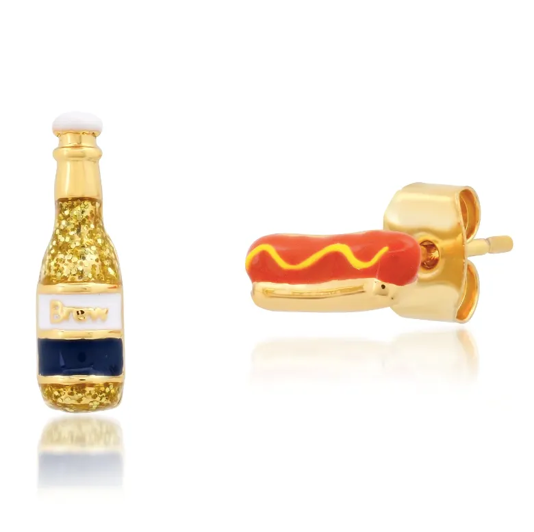 TAI BEER AND HOT DOG POST EARRING