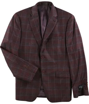 Tasso Elba Mens Plaid Felt Two Button Blazer Jacket