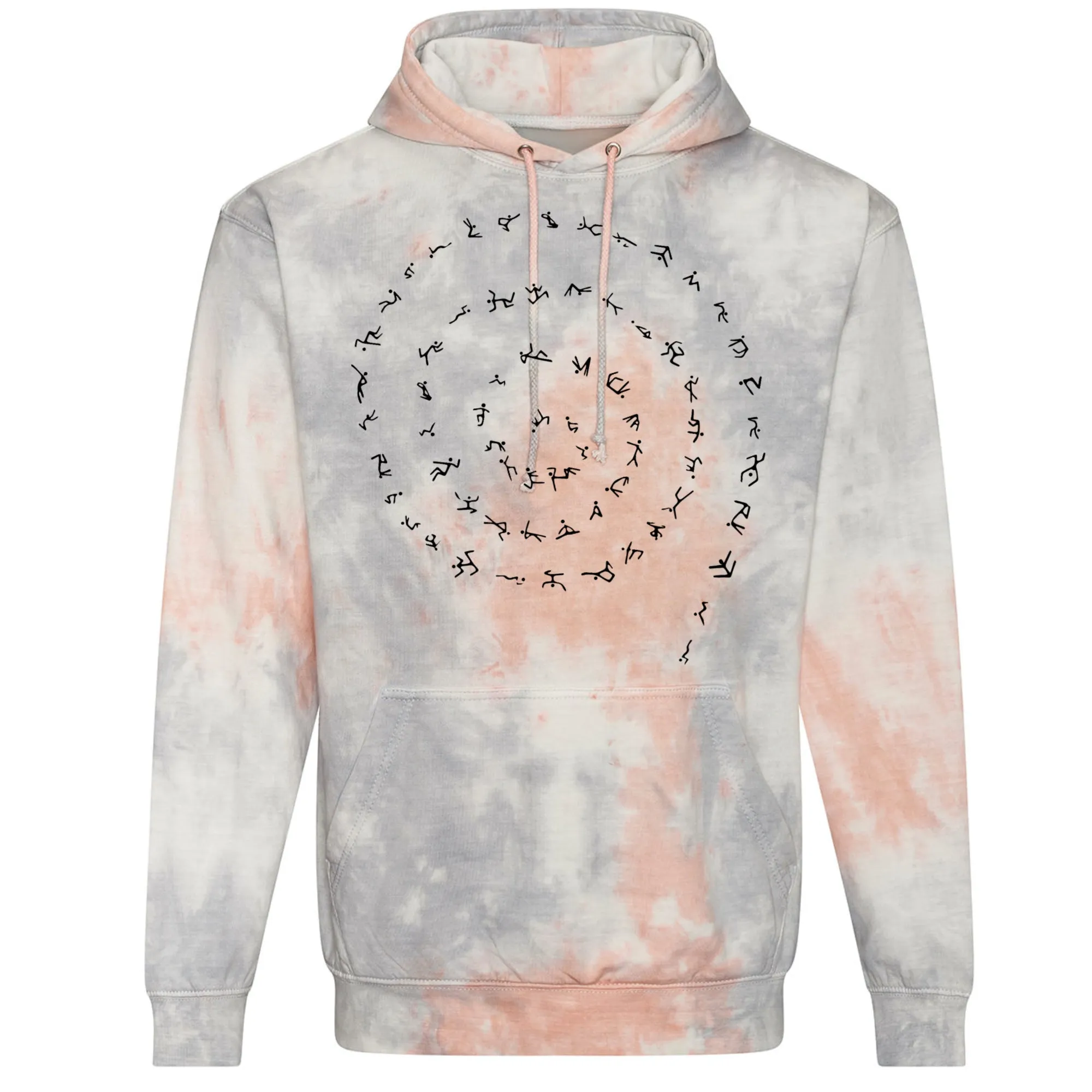 Tie dye hoodie, stickmen