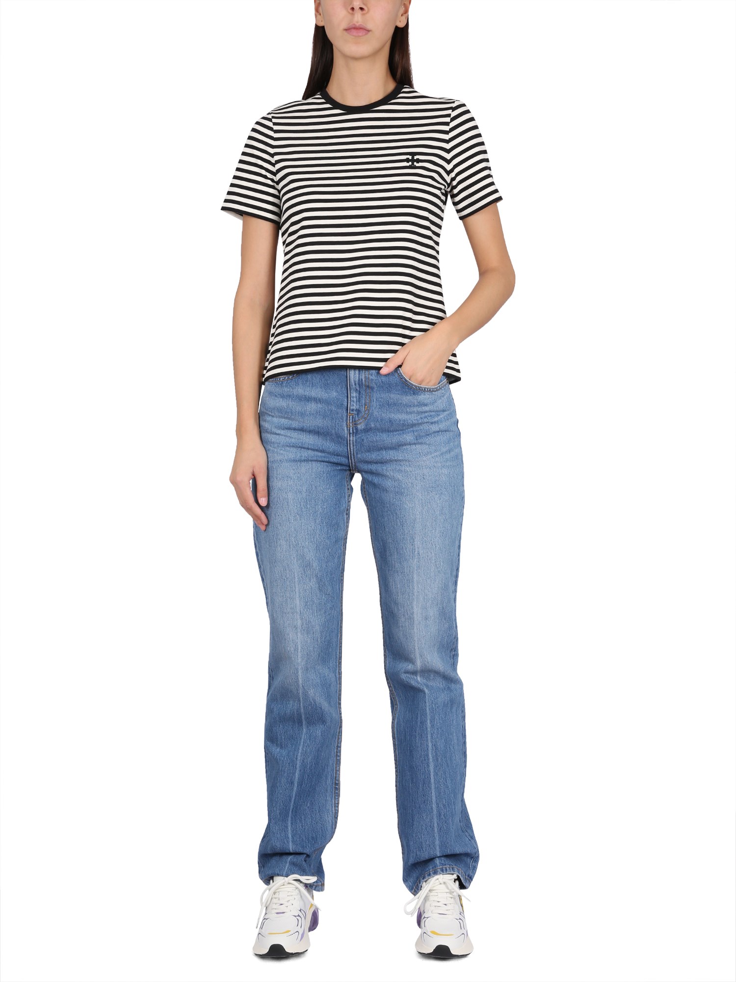 TORY BURCH    MID-RISE SLIM JEANS WITH STRAIGHT LEG IN COTTON DENIM