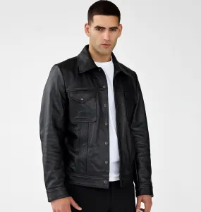 Trucker Jacket - Horsehide Leather - AVI LEATHER