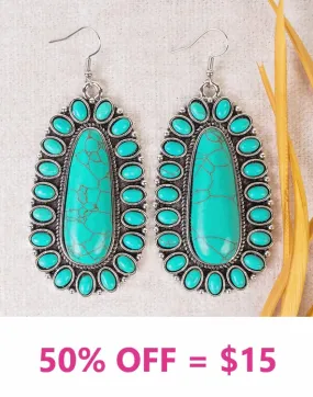 Turquoise Large stone oval concho earrings