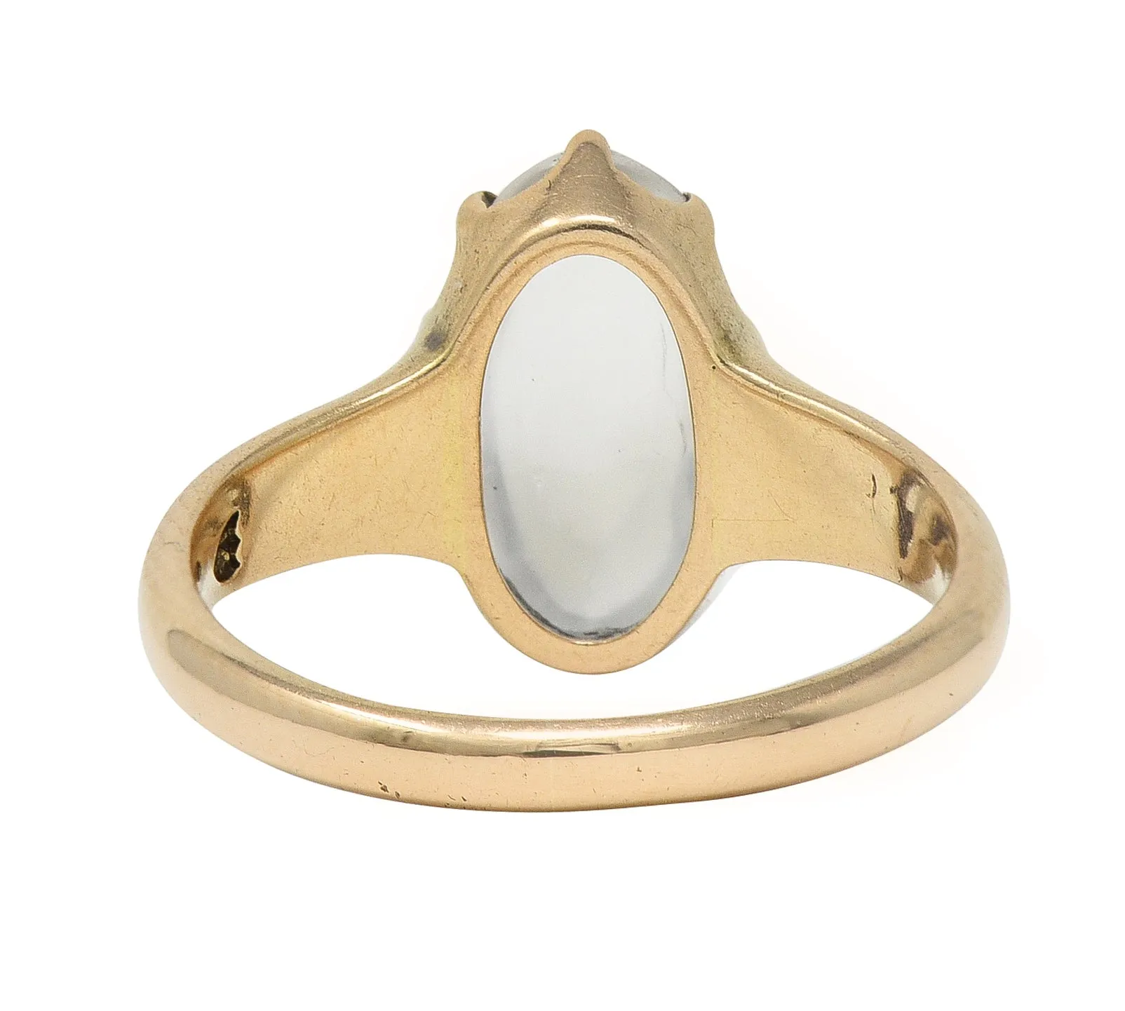 Victorian Moonstone Cabochon 14 Karat Rose Gold Antique Belcher Ring