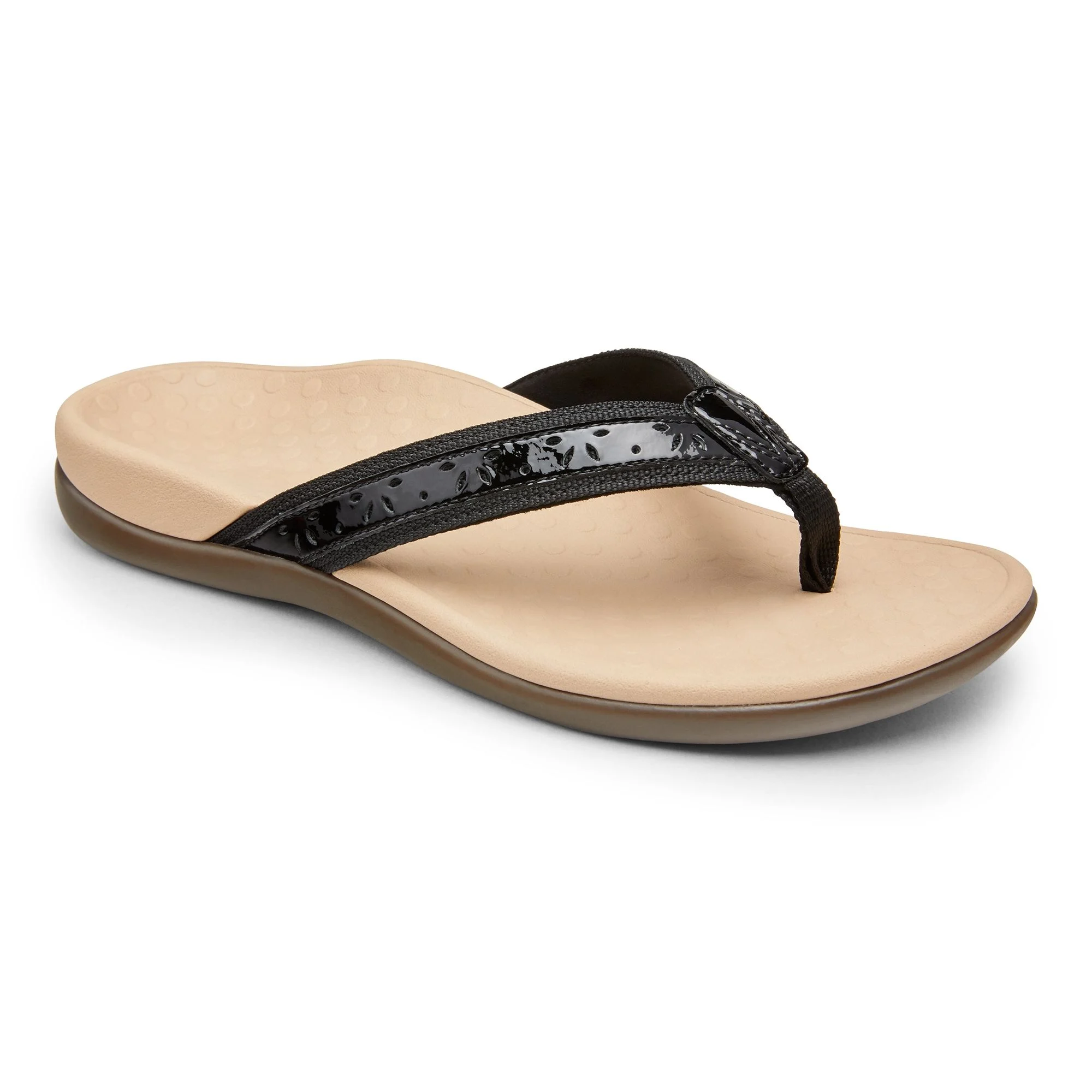 Vionic Womens Casandra Toe Thong Sandal- Black