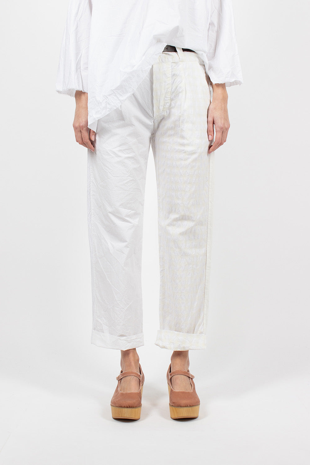 Washed Cotton Straight Leg Pant White