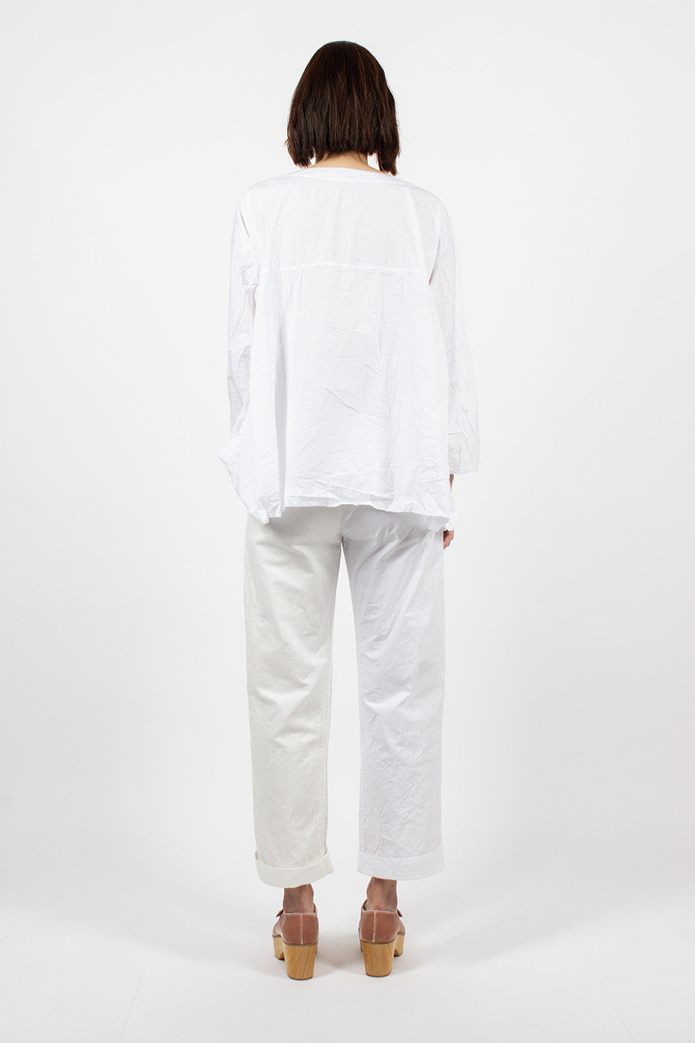 Washed Cotton Straight Leg Pant White